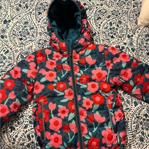 Hanna Andersson Floral Puffer Jacket - Red and Blue